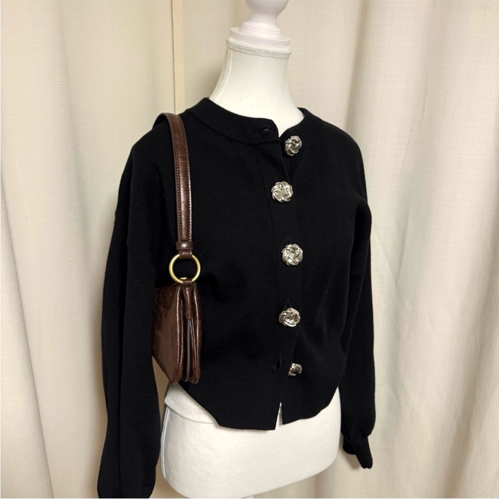 ZARA Knit Cardigan with Large Silver Buttons